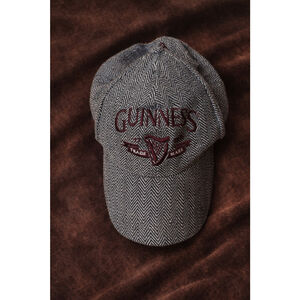Vintage Y2K Guinness Tweed Hat – Wool Blend Herringbone Cap